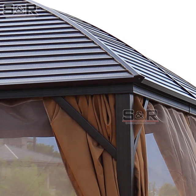 Garden heavy duty hard top tent pavilion aluminum outdoor gazebo with metal roof SR-UG801