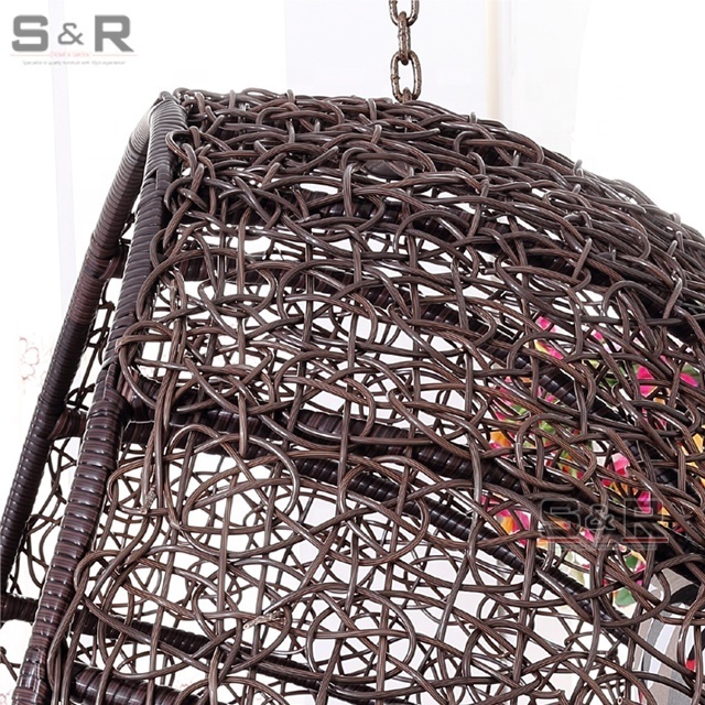 Best price rattan wicker outdoor single seat egg shaped beach swing chair for kids SR-SH714