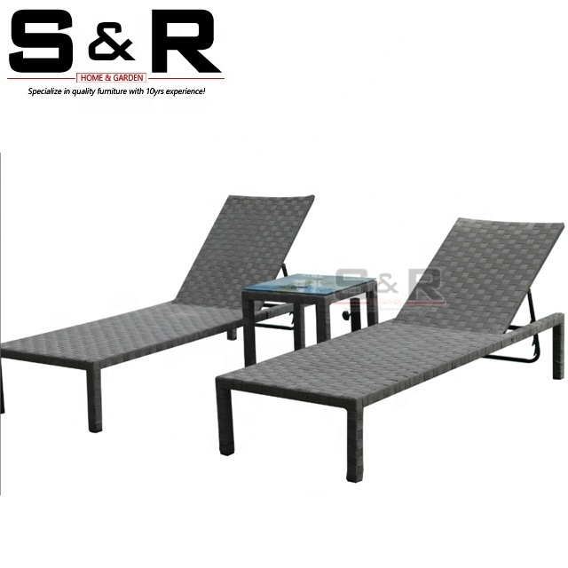 Pool beach sun lounger outdoor furniture weave rope pool sunbed SR-LD301