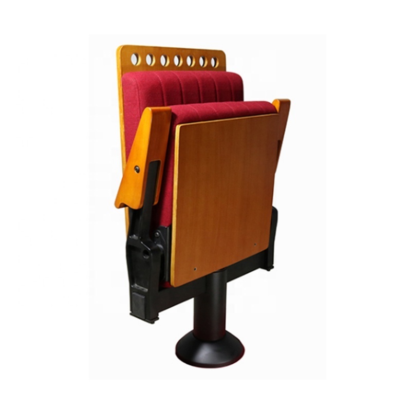 Folding Conference Room Theater Furniture Chair w/ Writing Pad Classic Church Chair Wooden Panel Used Auditorium Seats