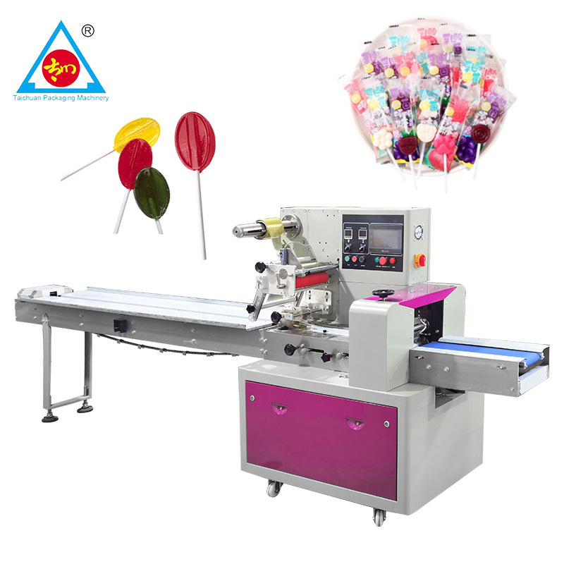 CE certification Automatic flow bag pillow packaging machine sugar stick popping candy lollipop packing machine