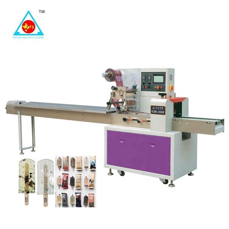 Fully automatic horizontal wrapping flow pack packing machine ice cream lolly popsicle packaging machine