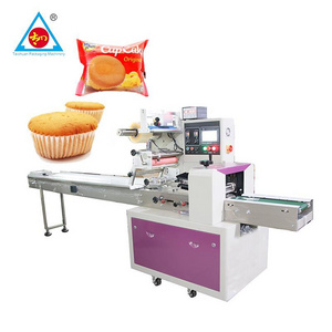 Bakery Food Biscuit Bread Cupcake Cookie Horizontal Automatic Packing Wrapping Machine