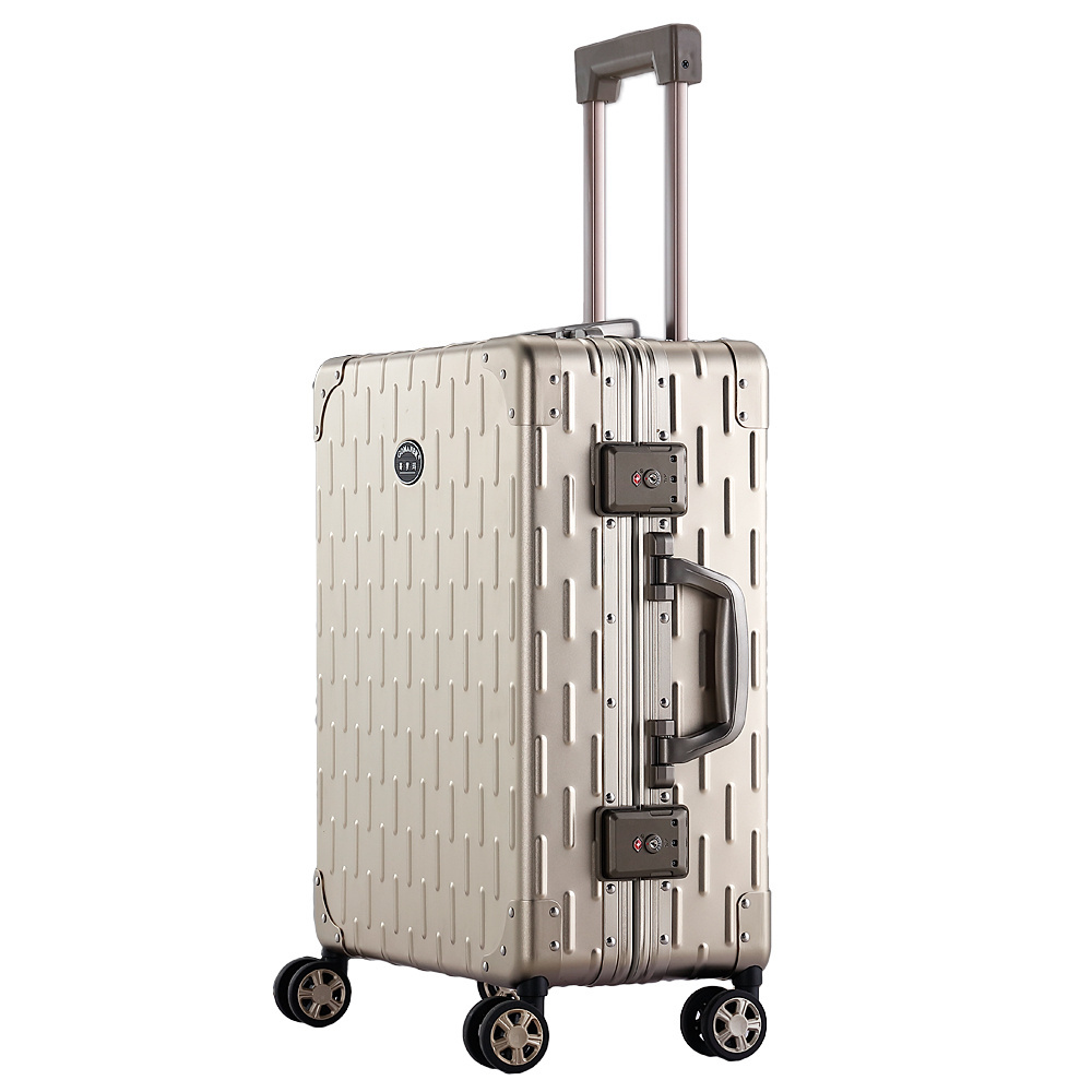 hard shell rolling suitcase large metal custom organizer carry magnesium alloy travel trolley mens luggage aluminum pilot case