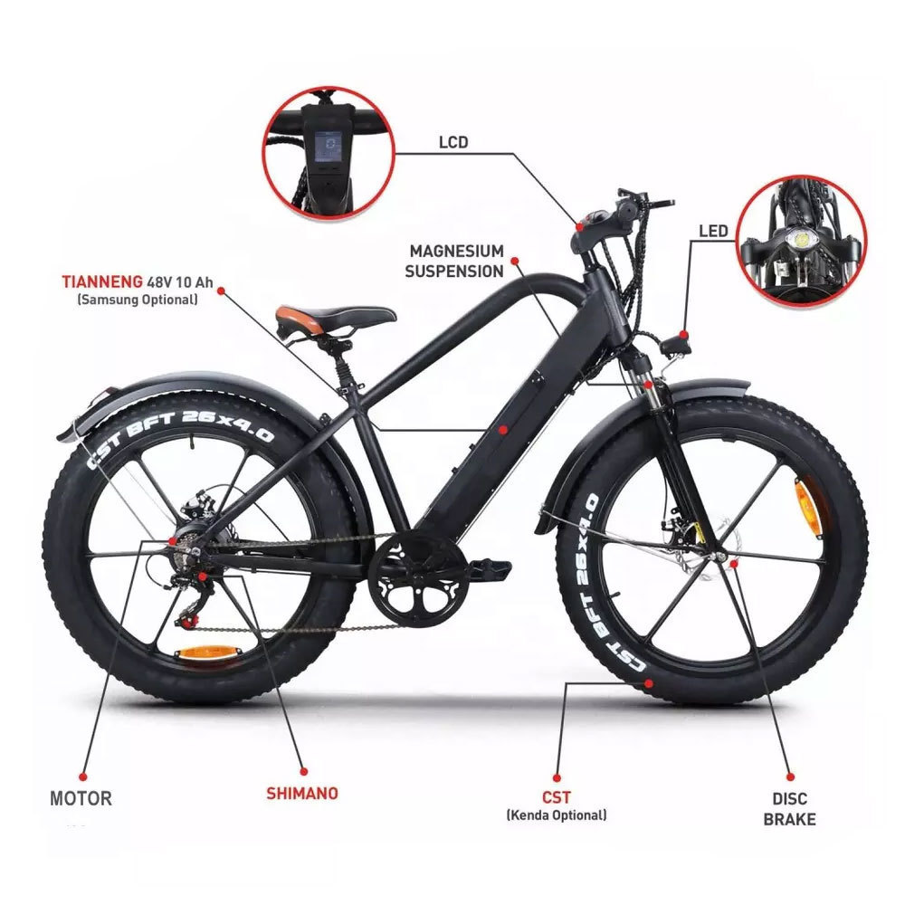 Dropshipping USA Stock electric bike 350w 500W 48V fashion 26 inch adult fat tire e bicycle fatbike electric mountain bike