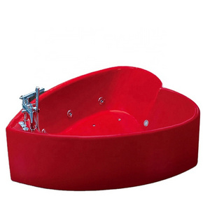 Hot selling fashion acrylic freestanding tub red  heart shaped massage bathtub for bathroom