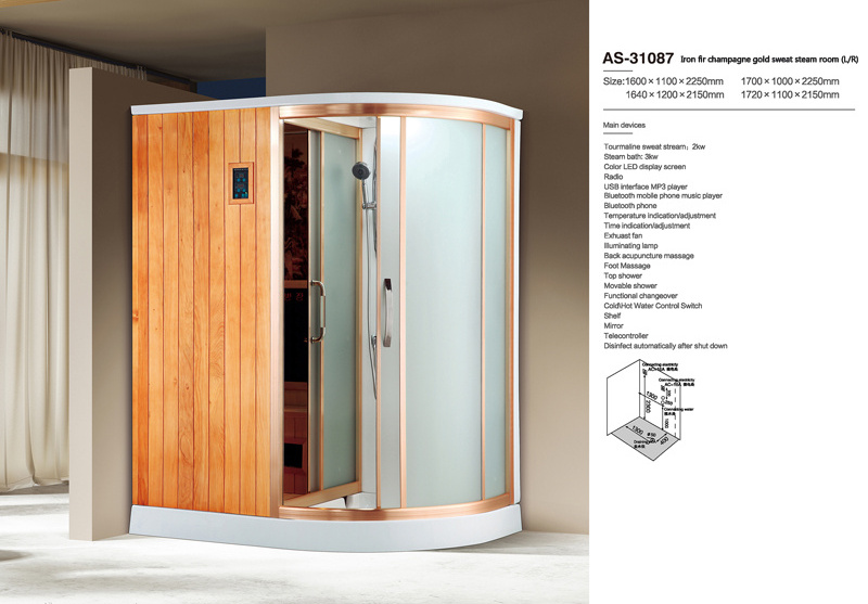 High Quality Indoor Sliding Door Sauna Steam Room Steam Computer Sauna Cabin Wood Dry Sauna Steam Room