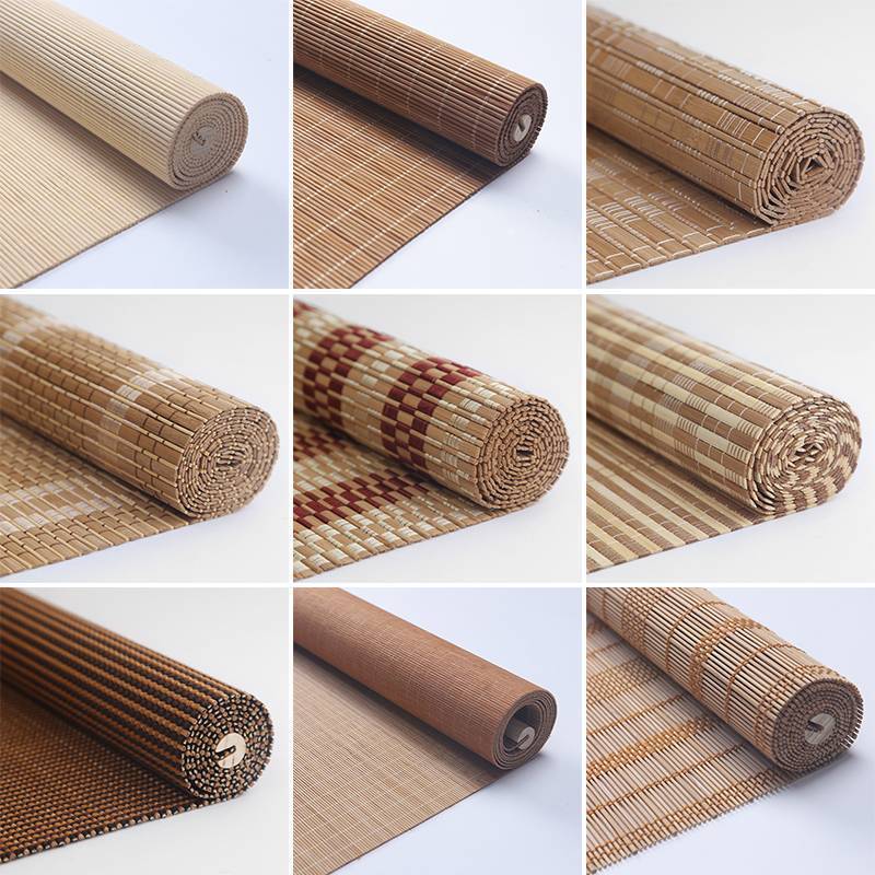 Factory Supply Motorized Bamboo Beaded Curtain Blackout No Drill Natural Bamboo Window Blinds