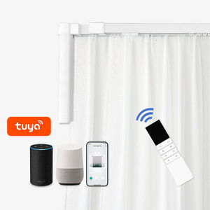 Extendable Electric Smart Tuya Wifi Curtain Rails Remote Control Motor Motorized Curtain Track