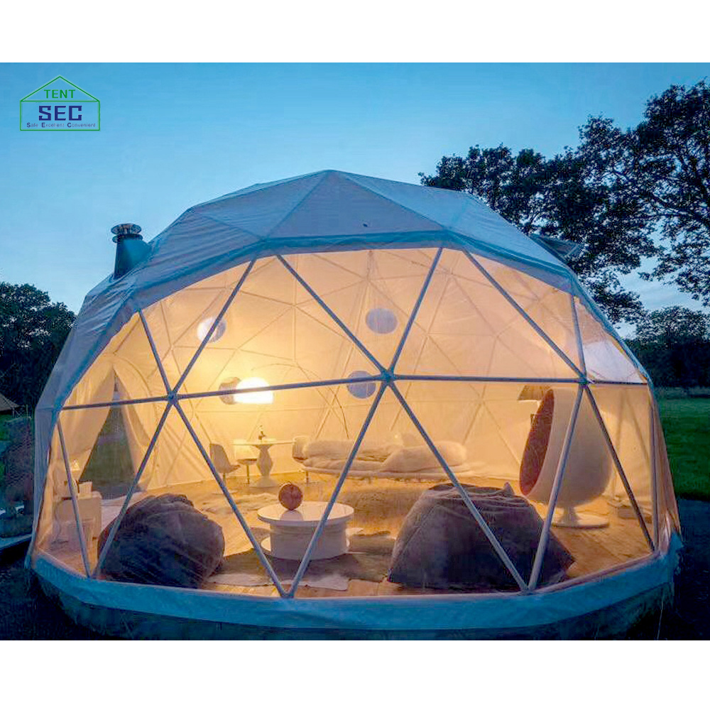 factory supply glamping hotel tent modern 4m geodesic dome half sphere tents for garden