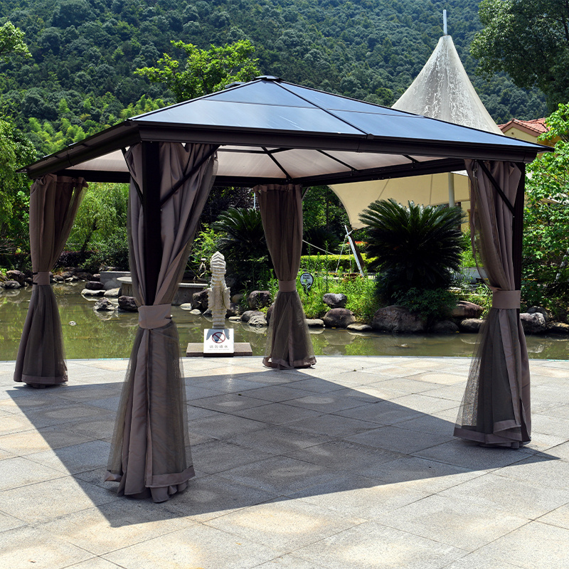 Factory price hardtop garden gazebo metal steel roof frame aluminum outdoor gazebo tent