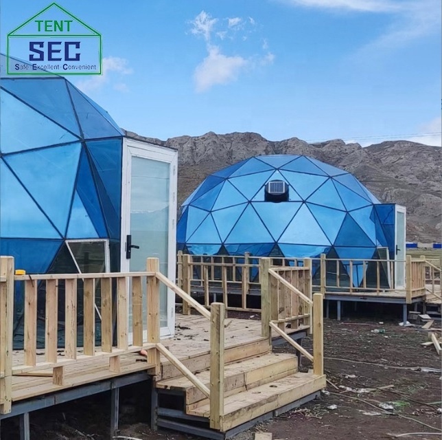 Durable  Luxury Aluminum Framework Geodesic Glass Dome House Tent and Glass Igloo with Glass Window