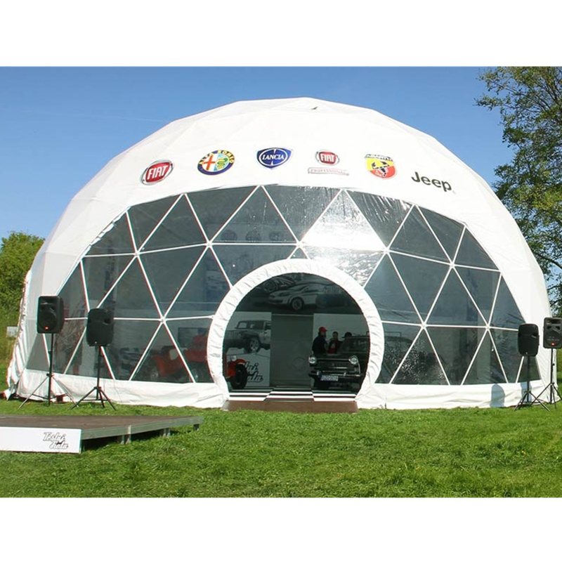 Large White Outdoor Commercial Trade Show Use Waterproof Pvc Fabric And Galvanized Steel Frame Geodesic Tent Dome Event Shelter