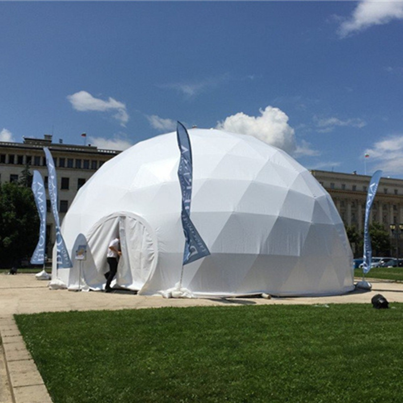 Large White Outdoor Commercial Trade Show Use Waterproof Pvc Fabric And Galvanized Steel Frame Geodesic Tent Dome Event Shelter