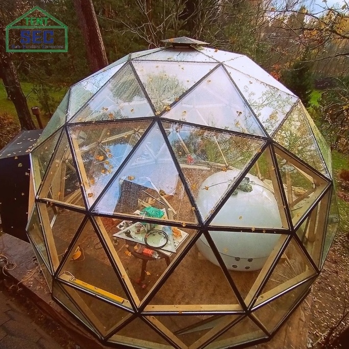 Durable  Luxury Aluminum Framework Geodesic Glass Dome House Tent and Glass Igloo with Glass Window