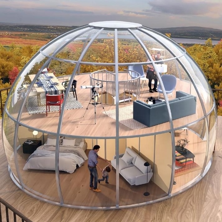 Hot Selling New Design Hotel Polycarbonate Dome Tent Modular Prefab PC Crystal Bubble Dome House For Resort