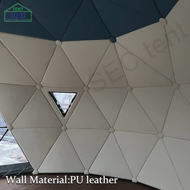 Manufacturer Cheap Aluminum Outdoor Glamping Dome Tent Custom PU Leather Fabric Dome Tent