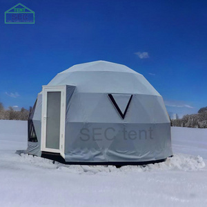 Manufacturer Cheap Aluminum Outdoor Glamping Dome Tent Custom PU Leather Fabric Dome Tent