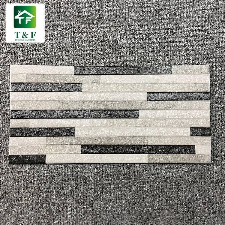 Outdoor Wall Decor Black And White Brick Look Porcelain Wall Tiles 30X60 Exterior Ceramic Outside Wall Tiles Design