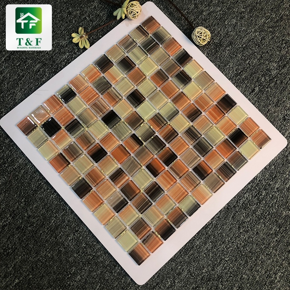 Swimming Pool Mosaic Tile Chip 300X300 Crystal Glass Brown Mosaic Tiles In Malaysia For Bathroom Kitchen Backslash Mosaic Tile