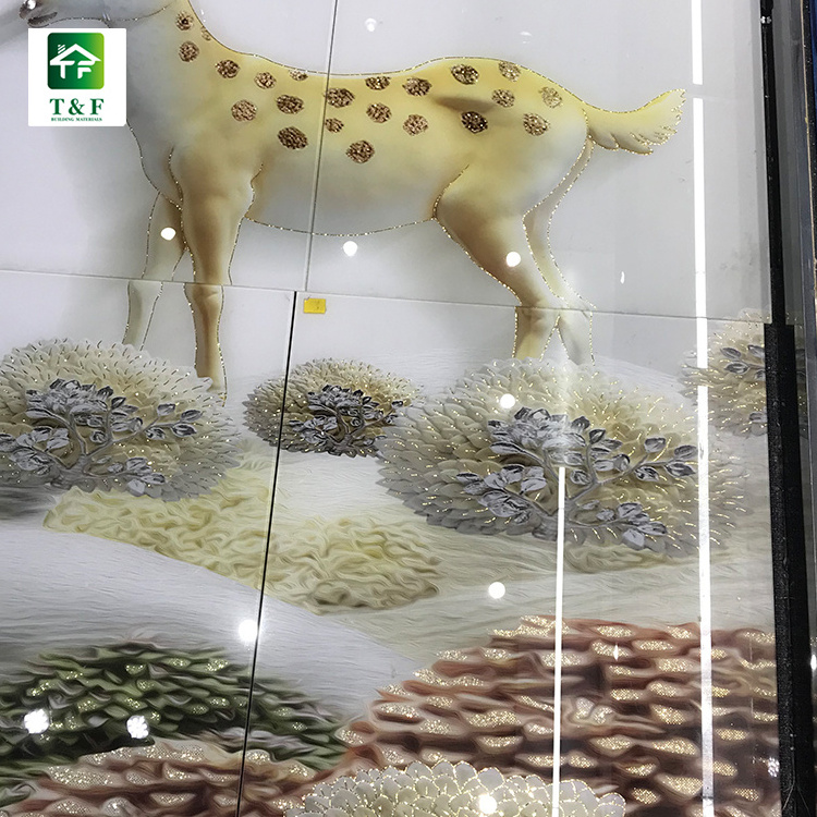 3d effect animal printing ceramic floor tiles for bathroom high gloss full polished new bathroom designs 3d tile