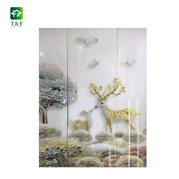 3d effect animal printing ceramic floor tiles for bathroom high gloss full polished new bathroom designs 3d tile