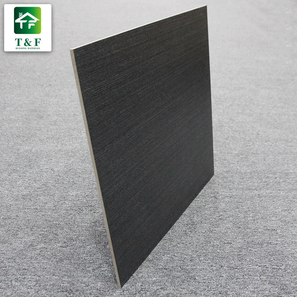 Western Style Black Matte Straight Line Texture Tile Non Slip Ceramic Floor Tile 60 60