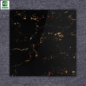 60x60 Glossy Black Gold Marble Floor Tiles Fully Polished Glazed Marble Black Color Gold Vein Porcelain Floor Tile