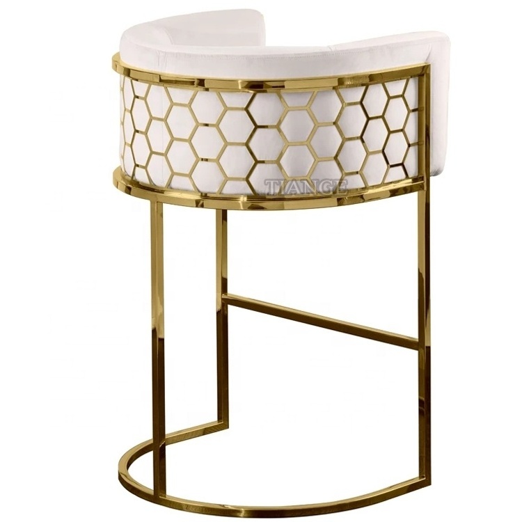 Italian modern LUXURY BAR STOOLS bar chairs living room furniture Gold stainless steel velvet Alveare Bar Stool