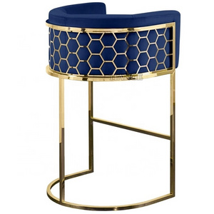 Italian modern LUXURY BAR STOOLS bar chairs living room furniture Gold stainless steel velvet Alveare Bar Stool