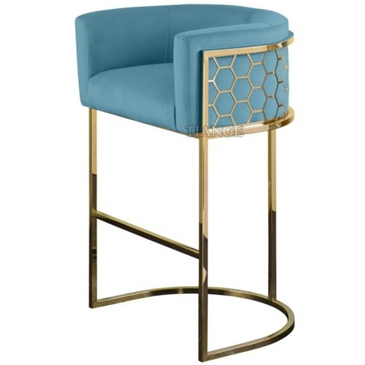 Italian modern LUXURY BAR STOOLS bar chairs living room furniture Gold stainless steel velvet Alveare Bar Stool