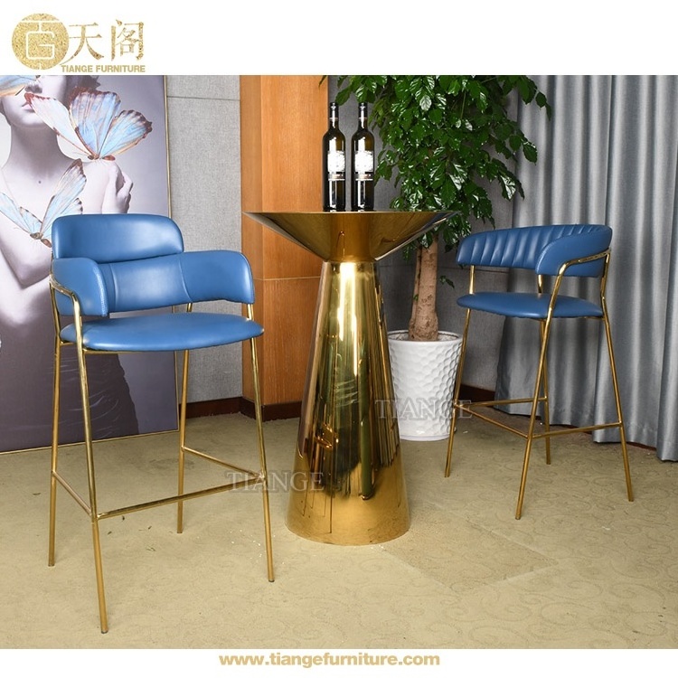 Contemporary Modern Furniture Antique Brass Steel Metal Jazz High Bar Stool