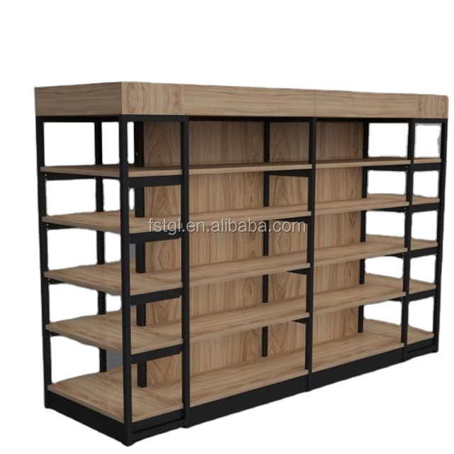 Shelves Supermarket Store Fruits and Vegetable Display Super Market Wooden Fruit Vegetable Display Rack Case Duty Wood Heavy