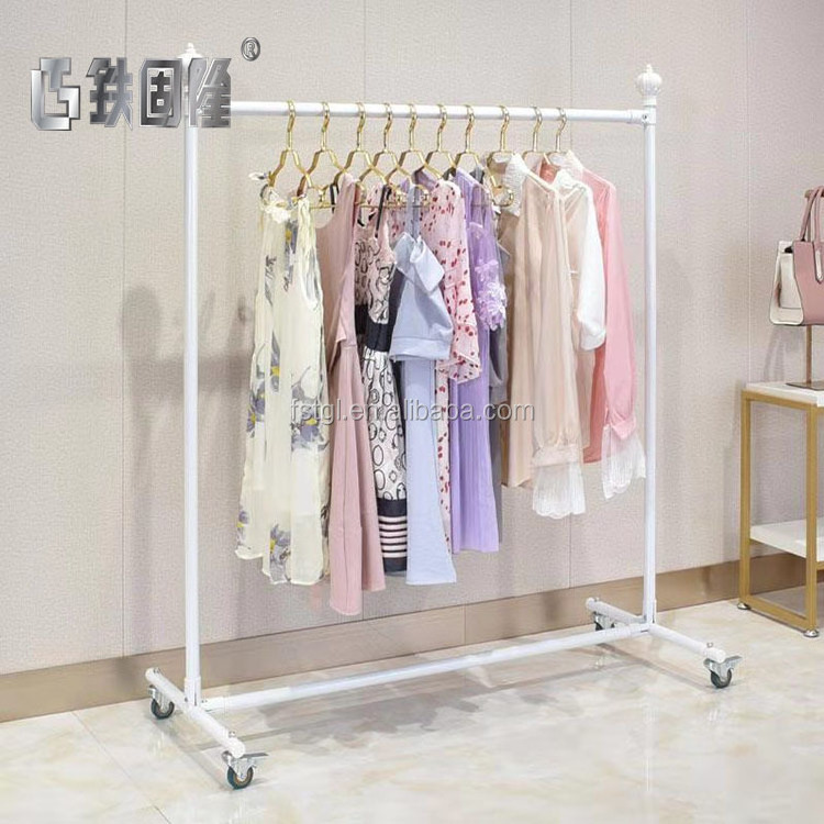 Economic Black Steel Garment Display Racks with Wheels for Moving in Stores Shops Supermarkets Clothing Stores