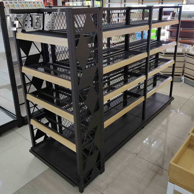 China factory manufacturing wire mesh grid display racks supermarket shelf