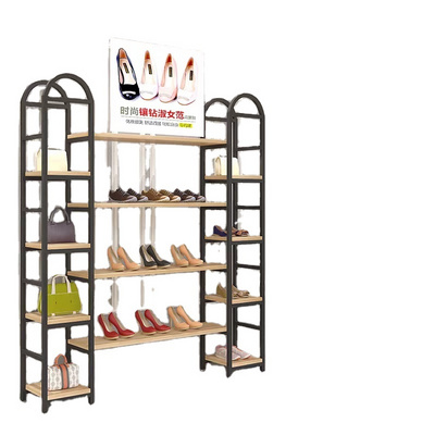 Interior Design Metal Gold Shoe Rack For Shoes Showroom Wall Mounted Display