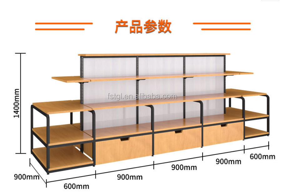 Shelves Supermarket Store Fruits and Vegetable Display Super Market Wooden Fruit Vegetable Display Rack Case Duty Wood Heavy