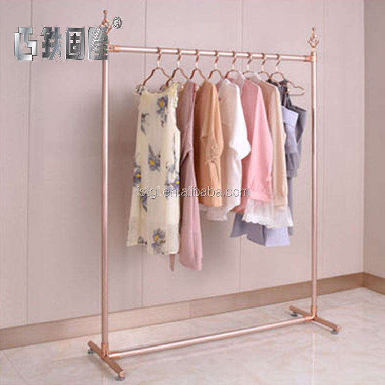 Gold Supplier luxury style clothes fittings retail shop rolling garment rack