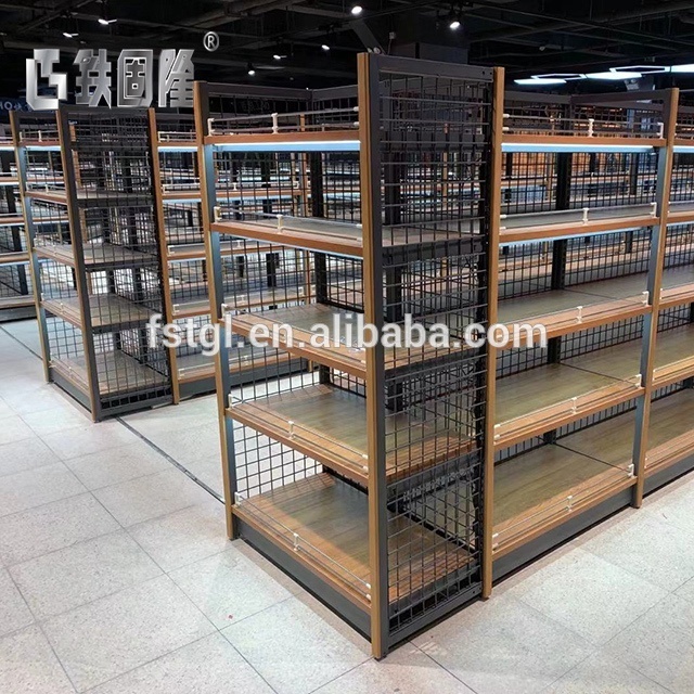 China factory manufacturing wire mesh grid display racks supermarket shelf