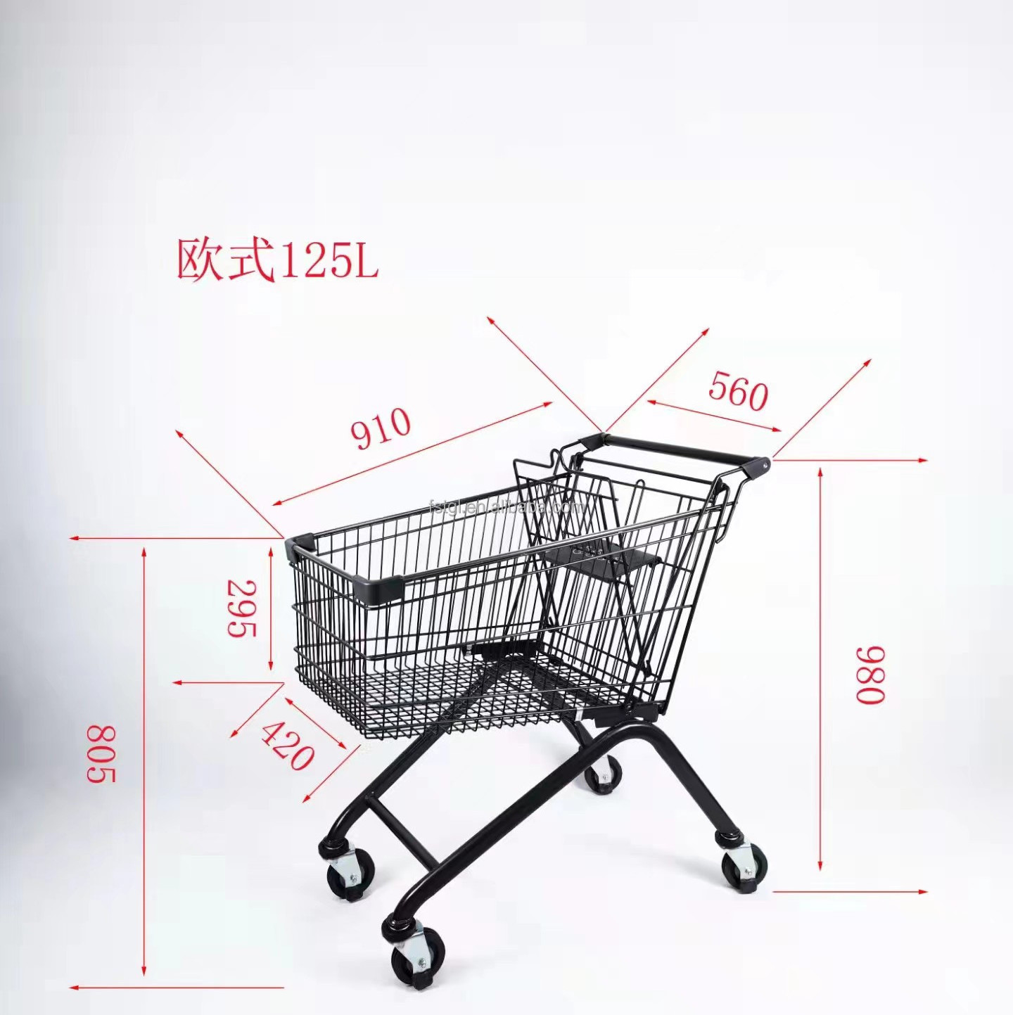 150L Supermarket shopping trolley carts with single baby seat