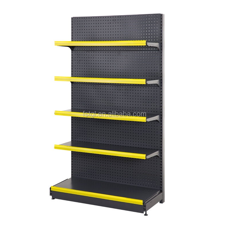 Heavy Duty Single Sided Commercial Display Racks Supermarket Gondola Shelving