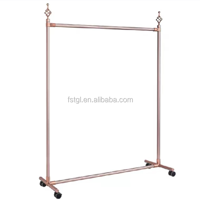 Gold Supplier luxury style clothes fittings retail shop rolling garment rack