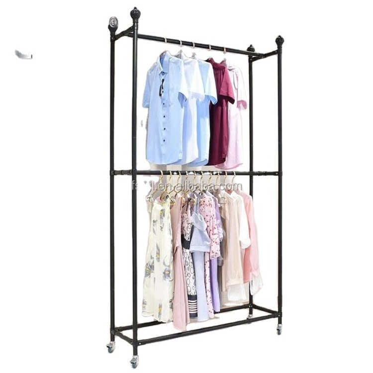 Gold Supplier luxury style clothes fittings retail shop rolling garment rack