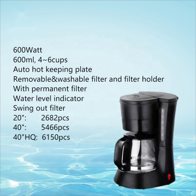 Thema Low Price Hot Sale Gift Electric 600ml 4-6 Cup Keep Warm Small High Temperature Glass Jar Anti Drip Coffee Maker