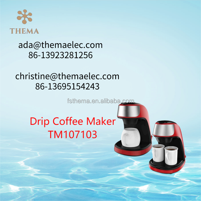 Thema CKD SKD Low Wattage Gift Electric Two Double Cup Colourful Cute Mini Small Energy Save Drip Coffee Maker