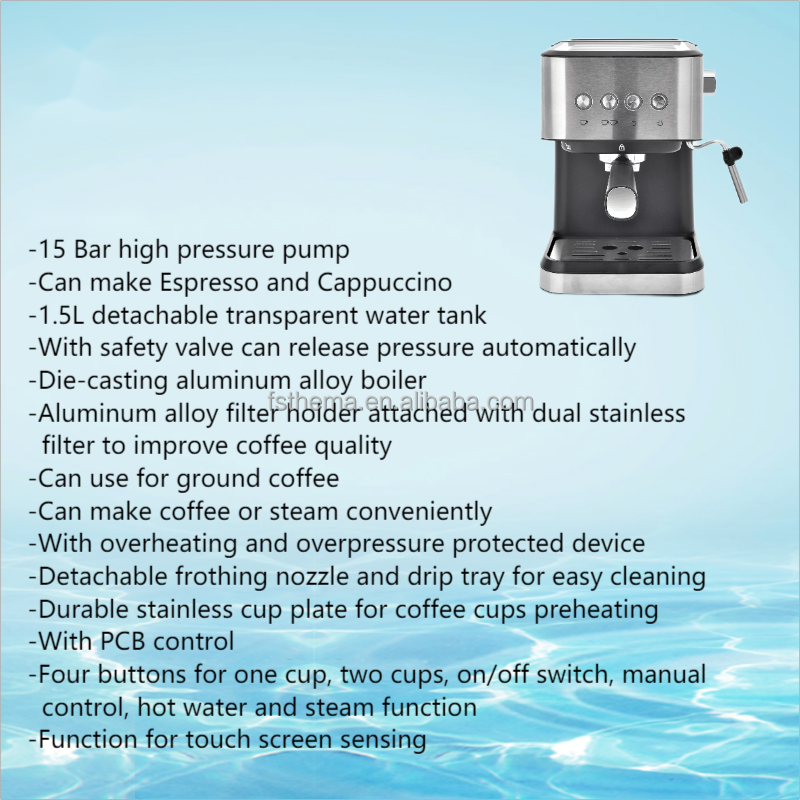 Thema CKD SKD Stainless Steel 20bar High Pressure Cappuccino Espresso Italian Coffee Maker Machine With Milk Foam Froth