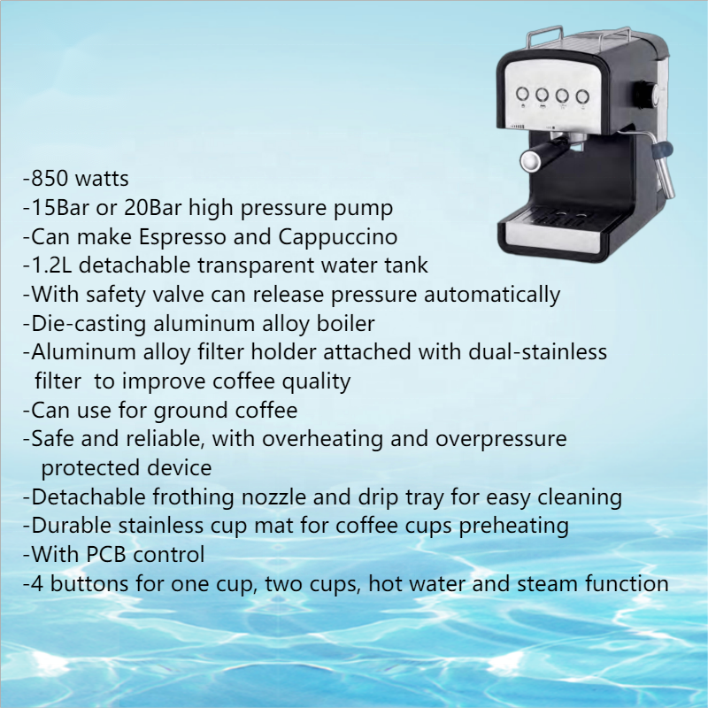 Thema Pcb Control 1.2L High Pressure 20bar Italian Pump Pod Ground Cappuccino Espresso Coffee Machine With Milk Foam Maker