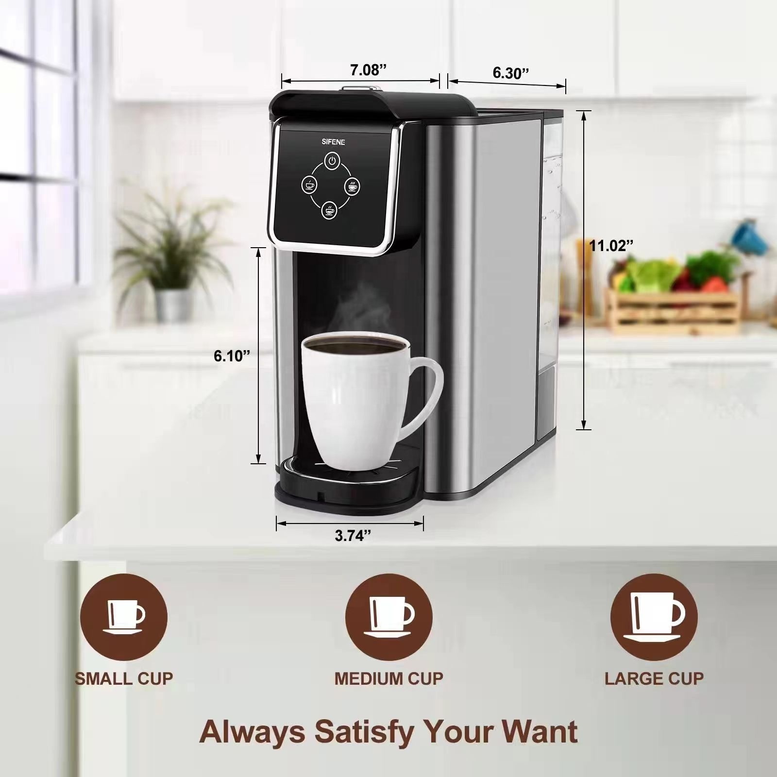 New Design Program Sensor Touch Multi Fast Instant Ground Tea Cappuccino Capsule k-Cup Espresso Brewer Coffee Machine Maker