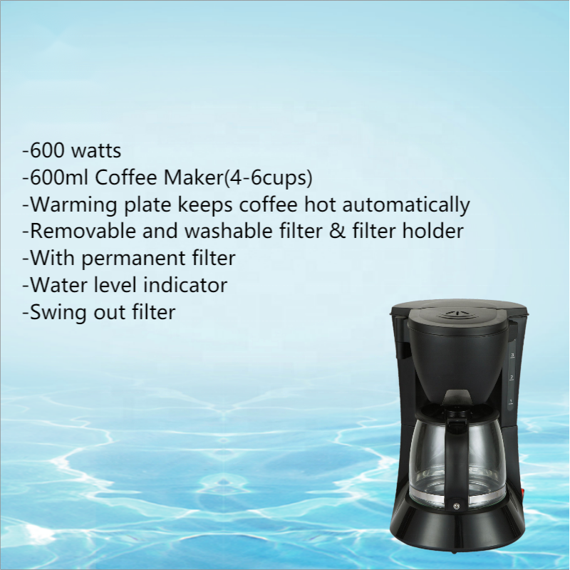 Thema Factory Hot Sale Gift Electric 600ml 4-6 Cup Keep Warm Glass Jar American Brew Anti Drip Coffee Maker