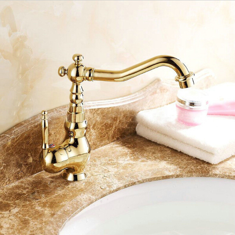 Vintage Style Deck Mounted Mixer Taps Lever Tap Single Handle Bathroom Faucets for Wash Single Hole Basin Faucet